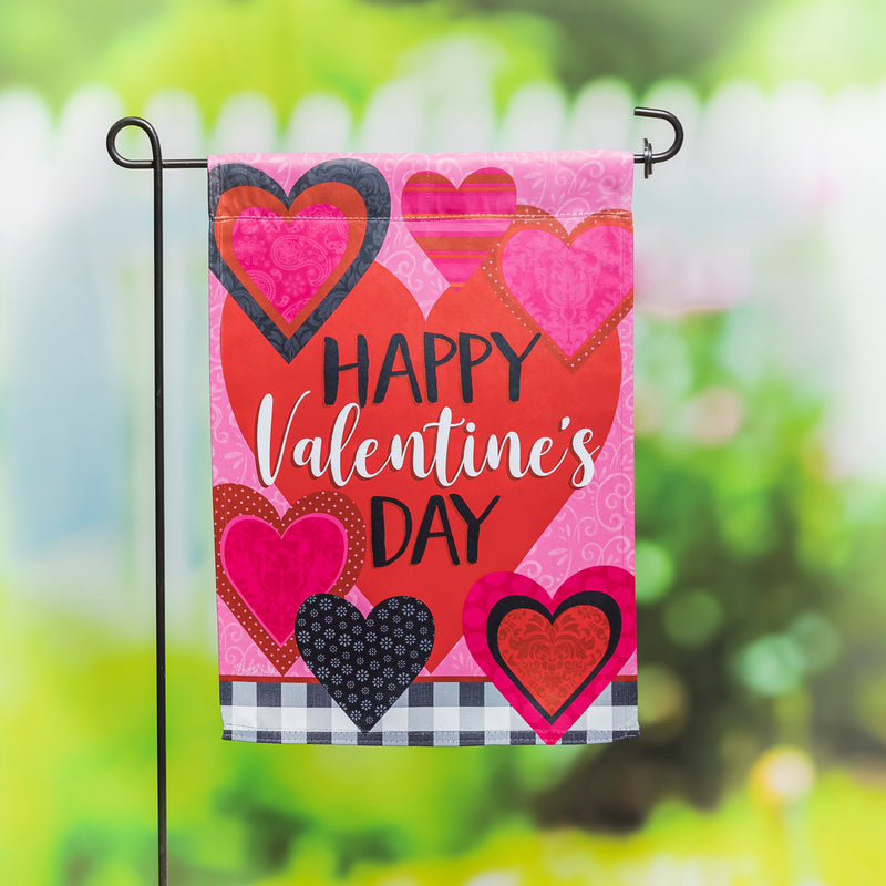 Evergreen Flag,Patterned Valentine's Hearts Garden Suede Flag,0.02x12.5x18 Inches