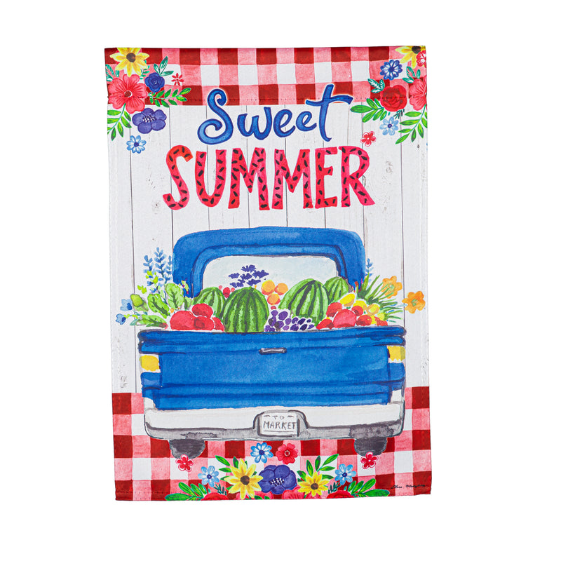 Evergreen Flag,Sweet Summer Truck Garden Suede Flag,0.02x12.5x18 Inches