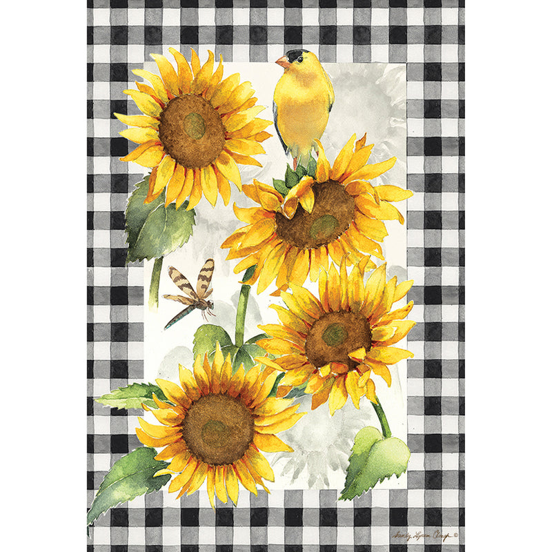 Evergreen Flag,Sunflower and Goldfinch Garden Suede Flag,12.5x0.02x18 Inches