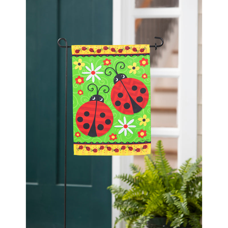 Evergreen Flag,Ladybug Pair Garden Suede Flag,0.02x12.5x18 Inches