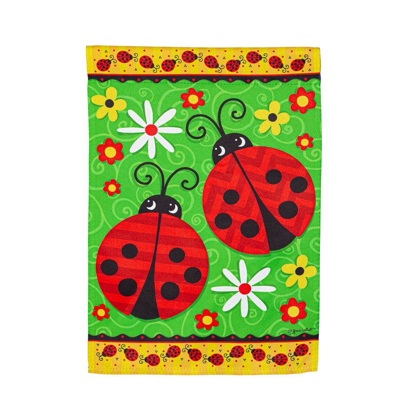 Evergreen Flag,Ladybug Pair Garden Suede Flag,0.02x12.5x18 Inches