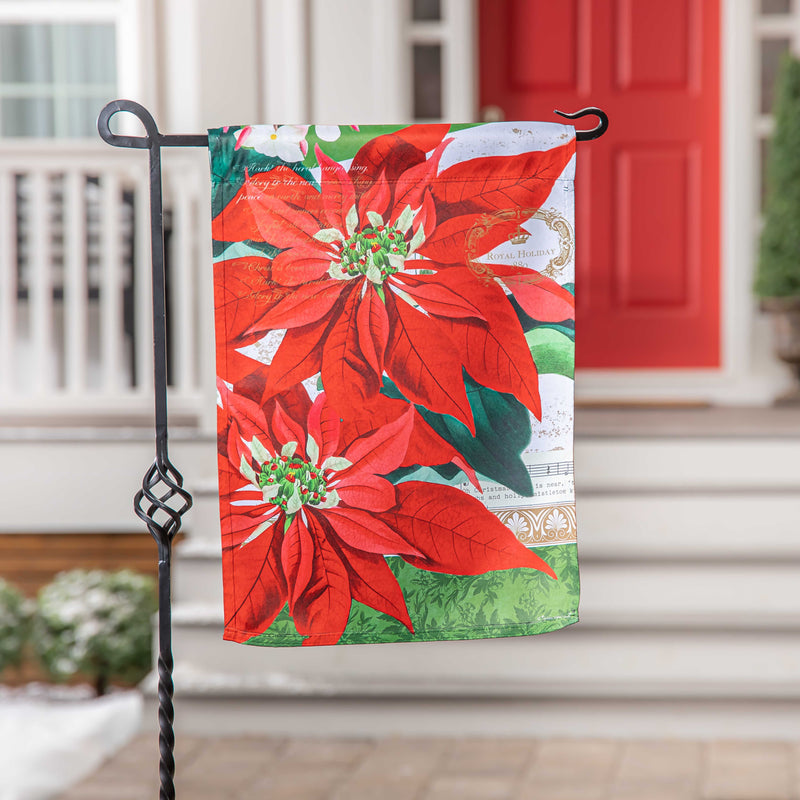 Evergreen Flag,Elegant Poinsettia Suede Garden Flag,12.5x0.02x18 Inches