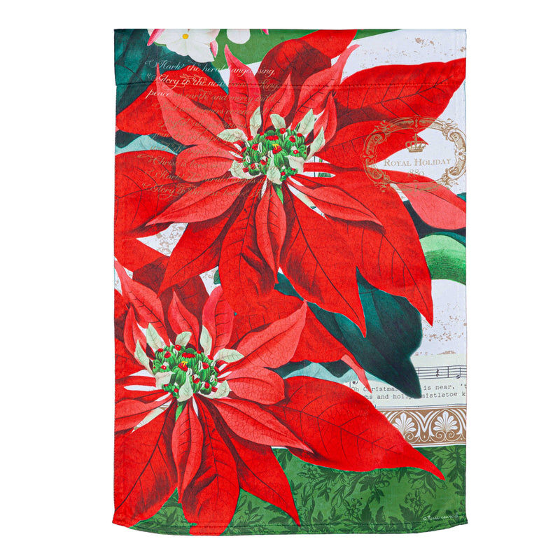 Evergreen Flag,Elegant Poinsettia Suede Garden Flag,12.5x0.02x18 Inches