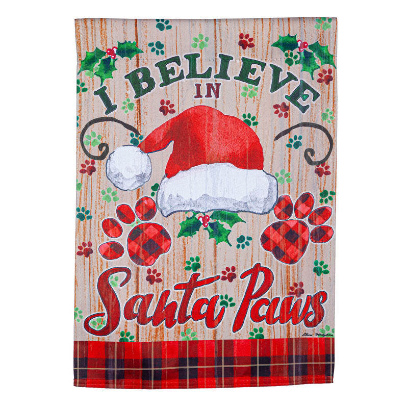 Evergreen Flag,Santa Paws Suede Garden Flag,12.5x0.02x18 Inches