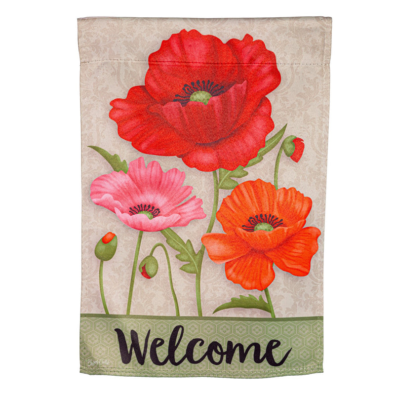 Evergreen Flag,Poppy Welcome Suede Garden Flag,12.5x0.02x18 Inches