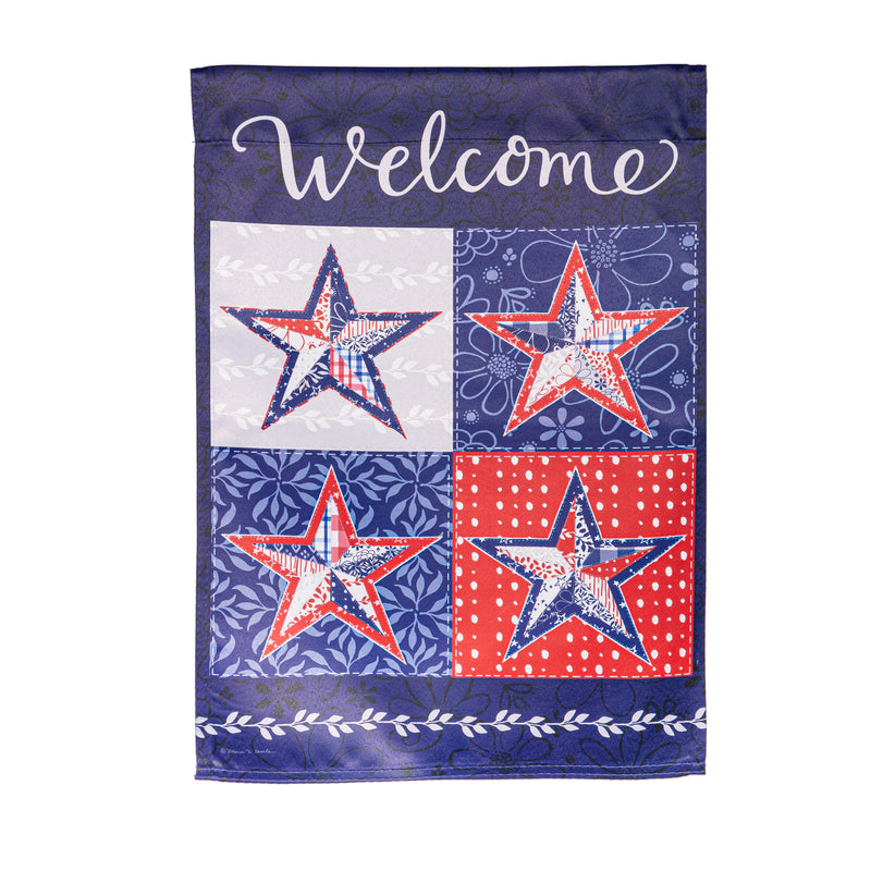 Evergreen Flag,Red, White, and Blue Stars Suede Garden Flag,0.02x12.5x18 Inches