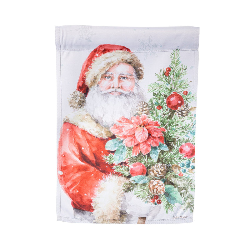 Evergreen Flag,Santa and Christmas Tree Suede Garden Flag,12.5x0.02x18 Inches
