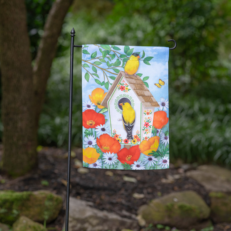 Evergreen Flag,Yellow Finches Suede Garden Flag,0.02x12.5x18 Inches