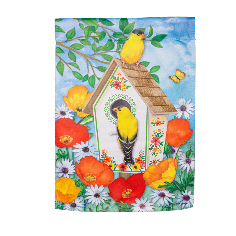 Evergreen Flag,Yellow Finches Suede Garden Flag,0.02x12.5x18 Inches