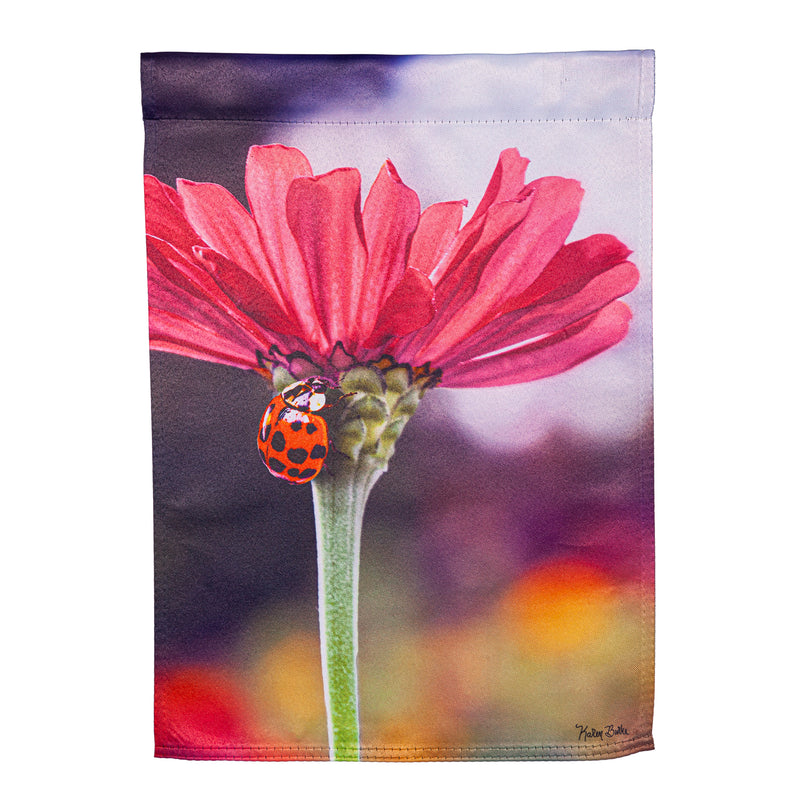 Evergreen Flag,Ladybug on the Flower Suede Garden Flag,12.5x0.02x18 Inches