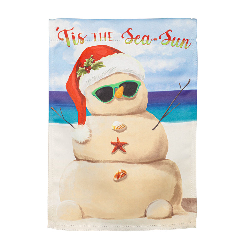 Evergreen Flag,Sand Snowman Suede Garden Flag,12.5x0.02x18 Inches