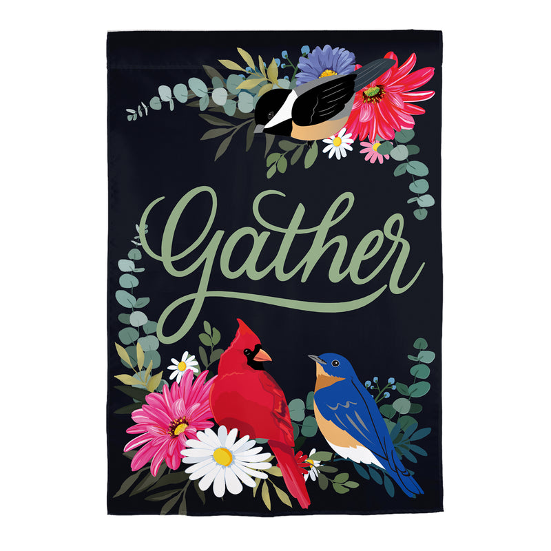 Evergreen Flag,Gather Birdies Suede Garden Flag,12.5x0.02x18 Inches