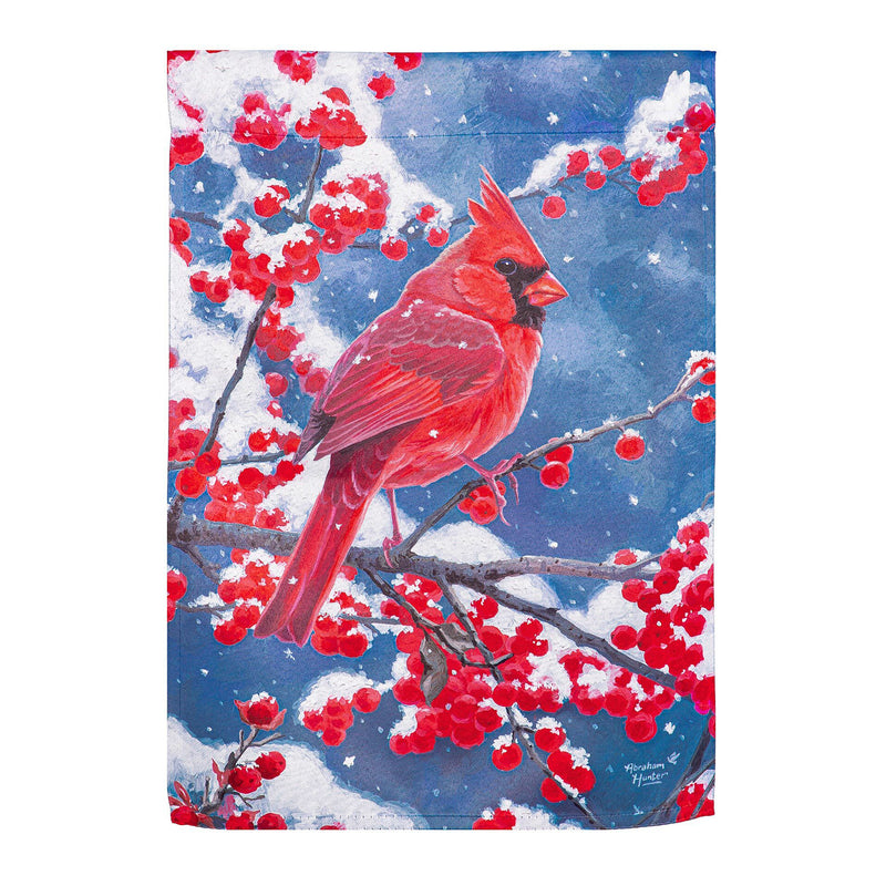 Evergreen Flag,Red Cardinal Suede Garden Flag,12.5x0.02x18 Inches