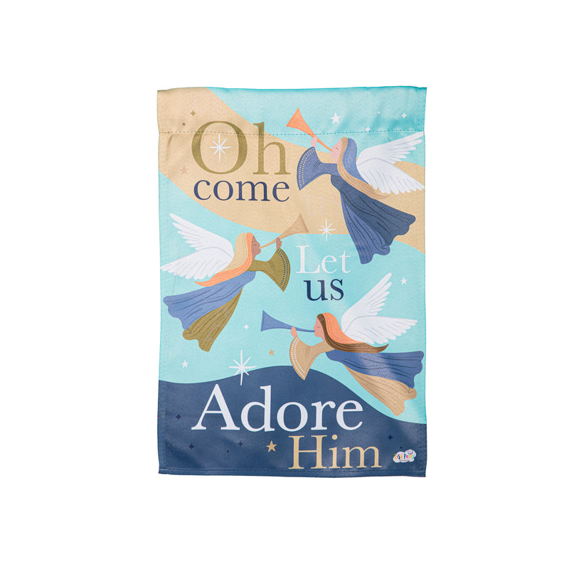 Evergreen Flag,Oh Come Let Us Adore Him Suede Garden Flag,12.5x0.02x18 Inches