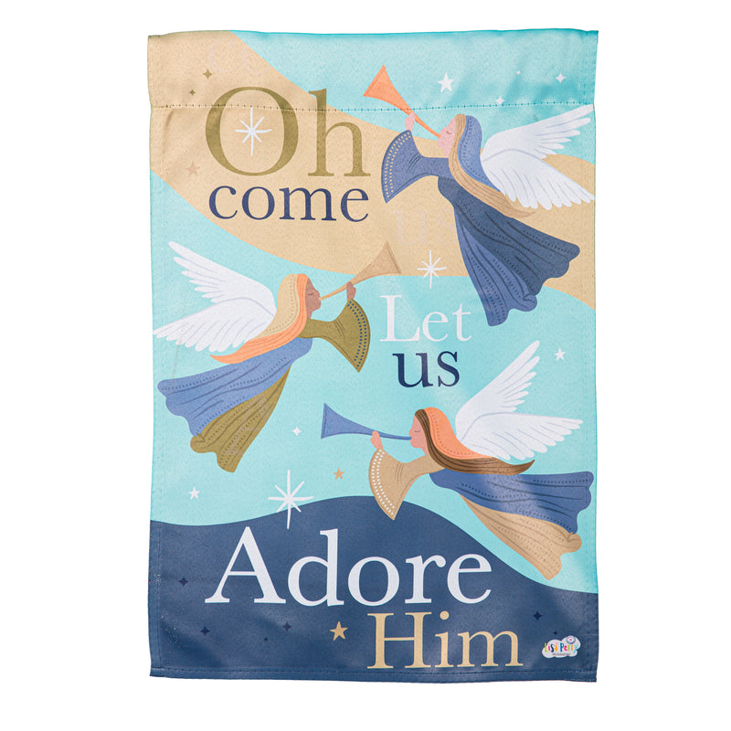 Evergreen Flag,Oh Come Let Us Adore Him Suede Garden Flag,12.5x0.02x18 Inches