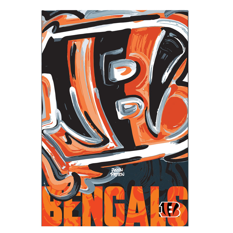 Cincinnati Bengals, Suede GDN, Justin Patten Logo,12.5"X18"X0.1"