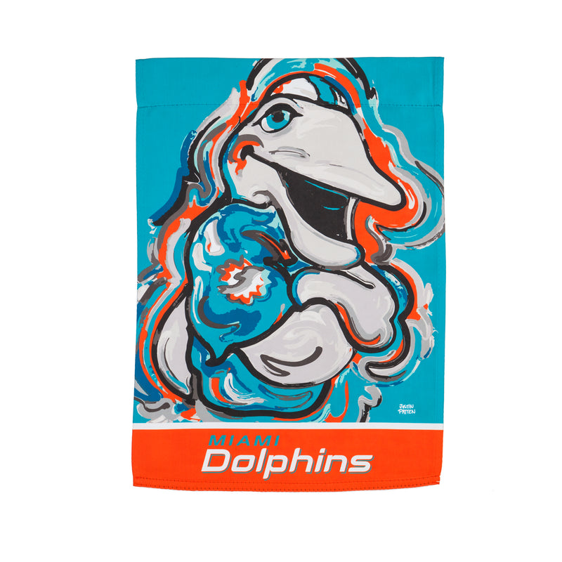Evergreen Flag,Miami Dolphins, Suede GDN Justin Patten,12.5x18x0.02 Inches