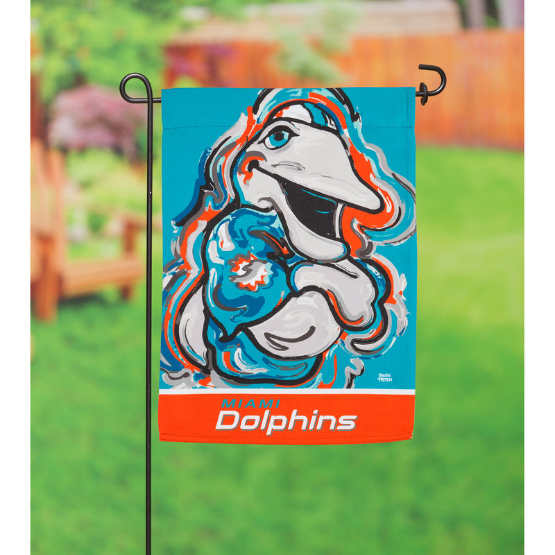 Evergreen Flag,Miami Dolphins, Suede GDN Justin Patten,12.5x18x0.02 Inches