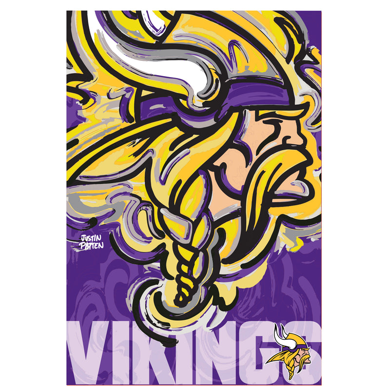 Evergreen Flag,Minnesota Vikings, Suede GDN, Justin Patten Logo,12.5x18x0.1 Inches