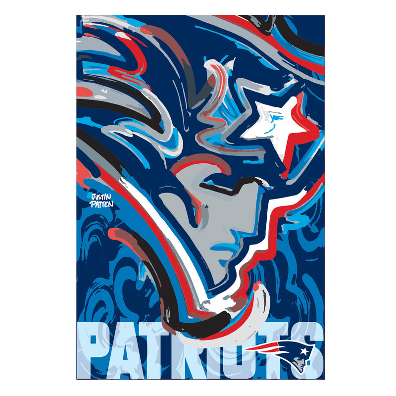 Evergreen Flag,New England Patriots, Suede GDN, Justin Patten Logo,12.5x0.1x18 Inches