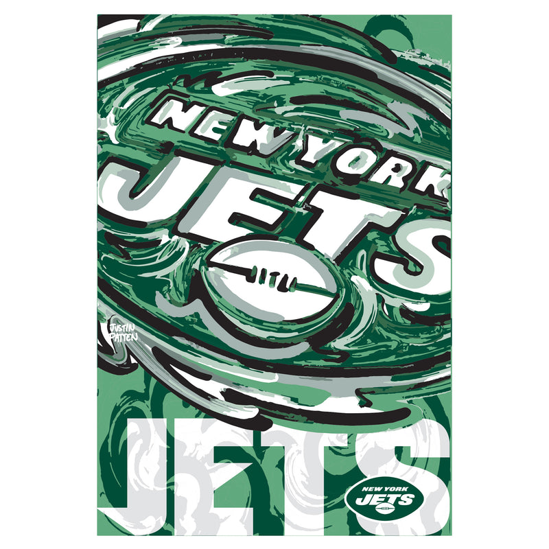Evergreen Flag,New York Jets, Suede GDN, Justin Patten Logo,12.5x0.1x18 Inches