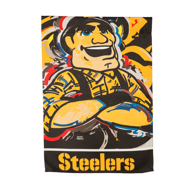 Evergreen Flag,Pittsburgh Steelers, Suede GDN Justin Patten,12.5x0.1x18 Inches
