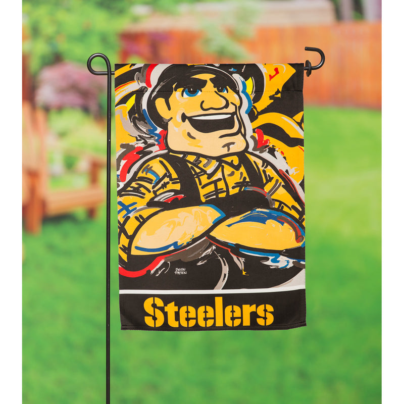 Evergreen Flag,Pittsburgh Steelers, Suede GDN Justin Patten,12.5x0.1x18 Inches