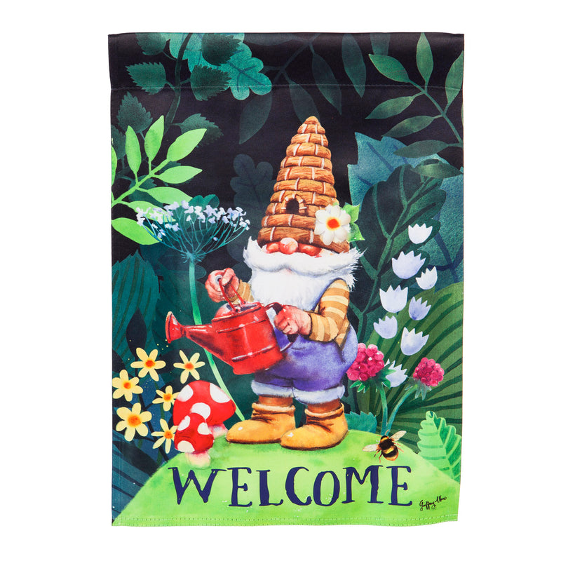 Evergreen Flag,Garden Gnomes Garden Suede Flag,12.5x18x0.1 Inches