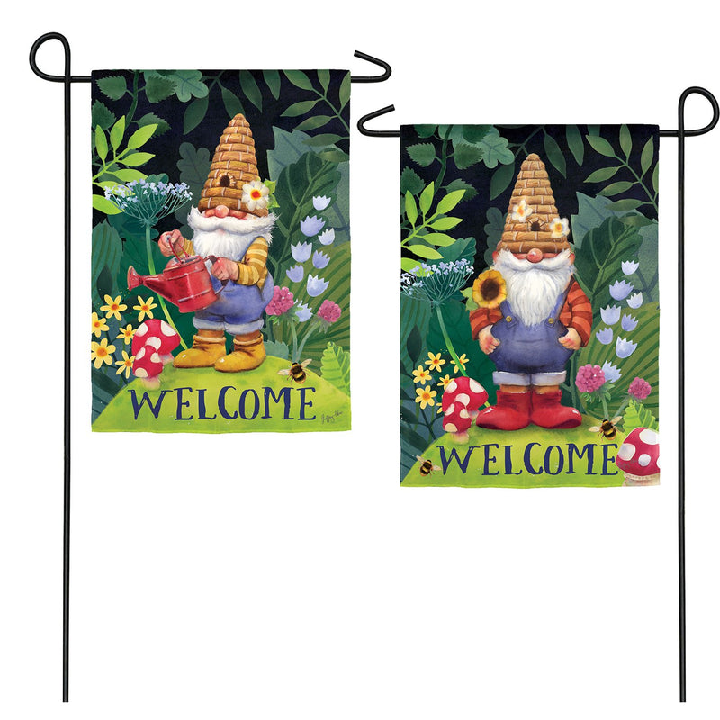 Evergreen Flag,Garden Gnomes Garden Suede Flag,12.5x18x0.1 Inches