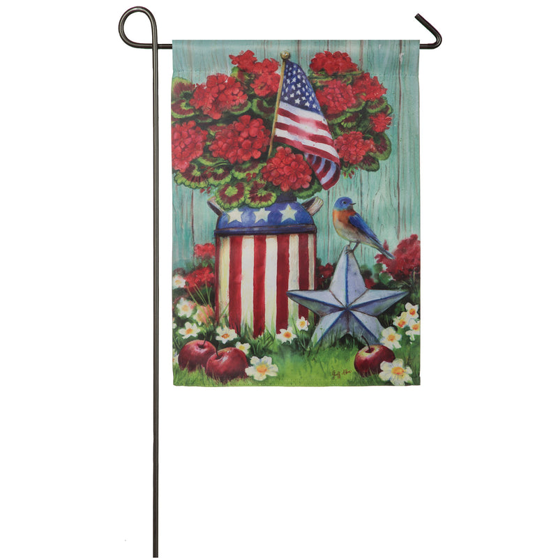 Evergreen Flag,Patriotic Milk Can Garden Suede Flag,12.5x0.02x18 Inches