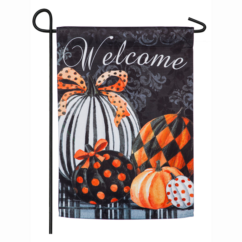 Evergreen Flag,Elegant Pattern Pumpkins Garden Suede Flag,12.5x18x0.1 Inches