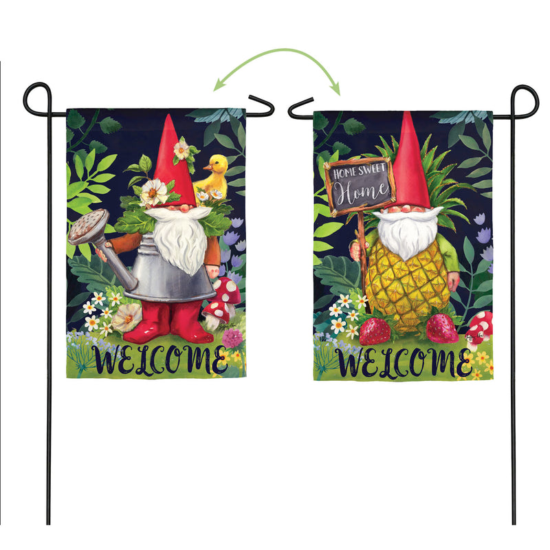 Evergreen Flag,Gnomes in the Garden Garden Suede Flag,12.5x0.02x18 Inches