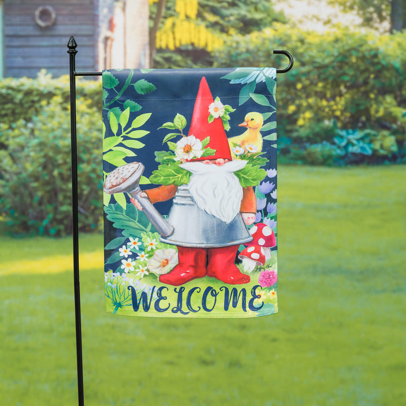 Evergreen Flag,Gnomes in the Garden Garden Suede Flag,12.5x0.02x18 Inches