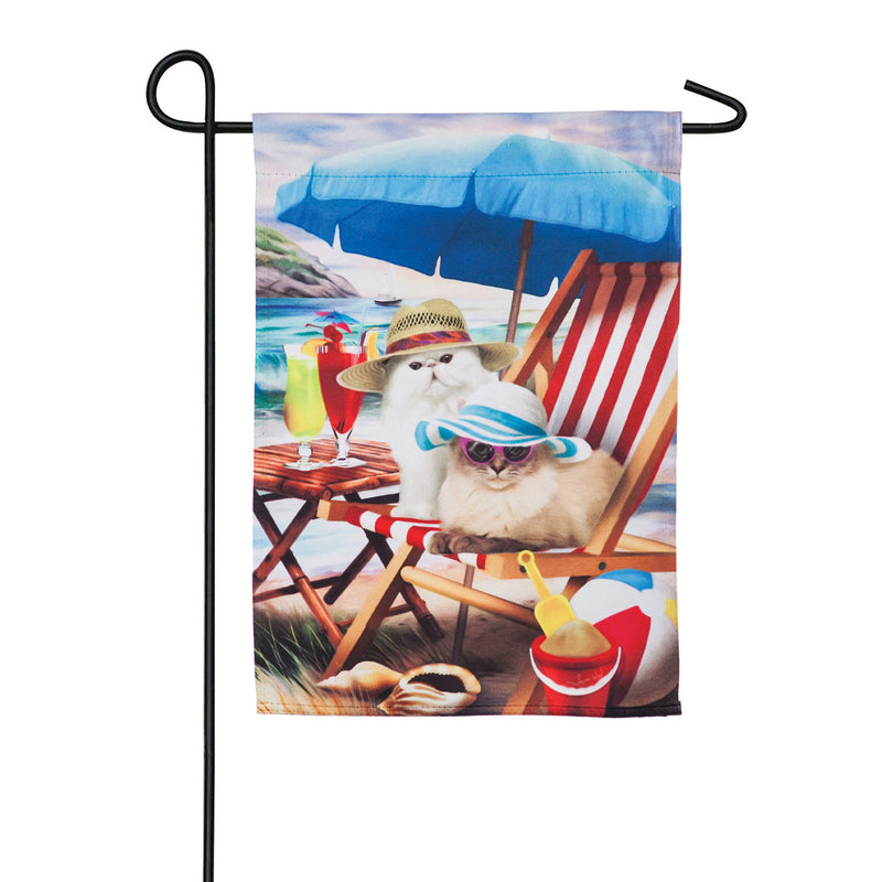 Evergreen Flag,Beach Cats Garden Suede Flag,12.5x0.02x18 Inches