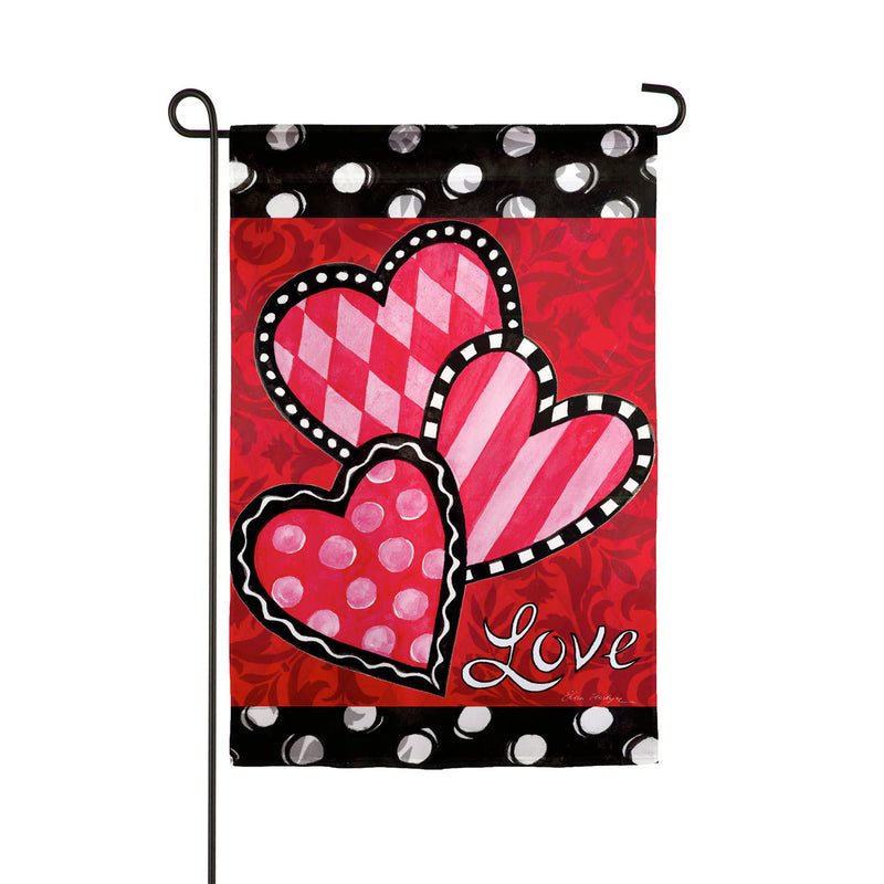 Evergreen Flag,Bright Valentine's Hearts Garden Suede Flag,12.5x0.02x18 Inches