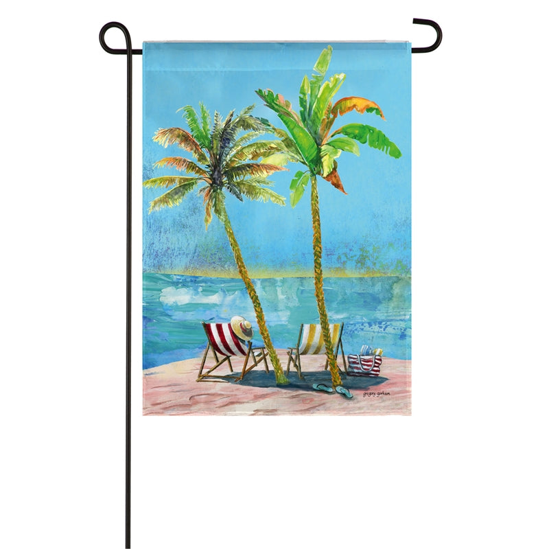 Evergreen Flag,Ocean Blue Palms Garden Suede Flag,12.5x0.02x18 Inches