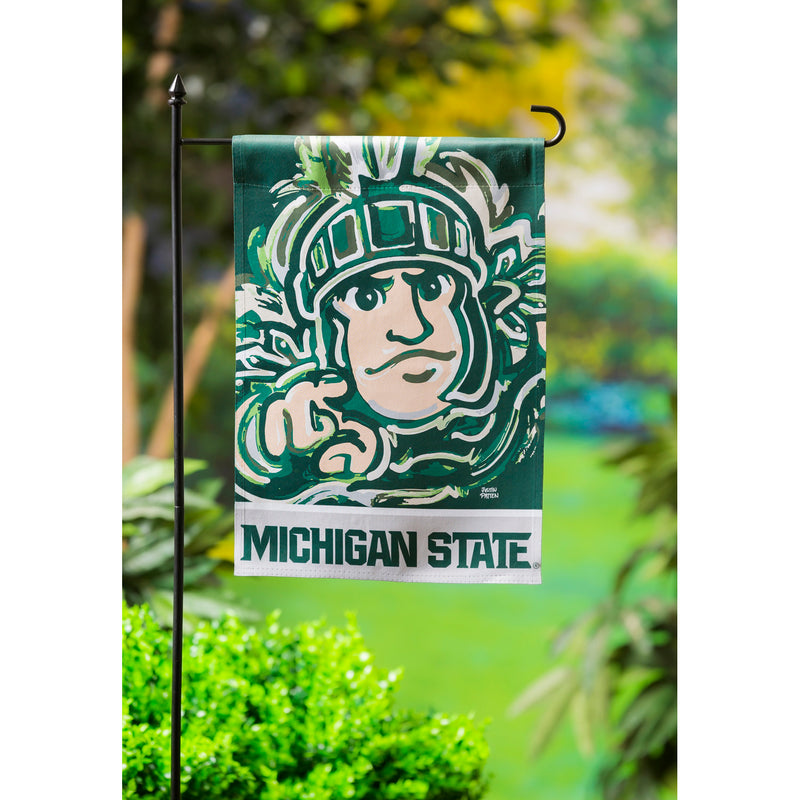 Evergreen Flag,Michigan State University, Suede GDN Justin Patten,12.5x0.1x18 Inches