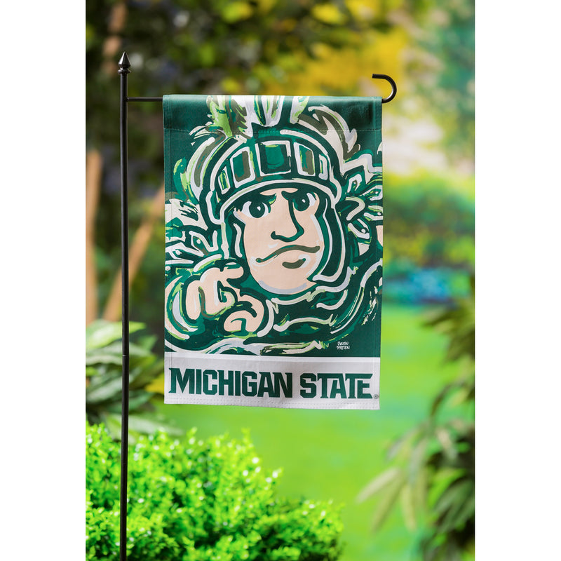 Evergreen Flag,Michigan State University, Suede GDN Justin Patten,12.5x0.1x18 Inches