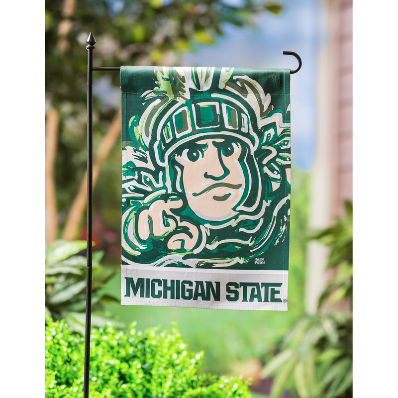 Evergreen Flag,Michigan State University, Suede GDN Justin Patten,12.5x0.1x18 Inches