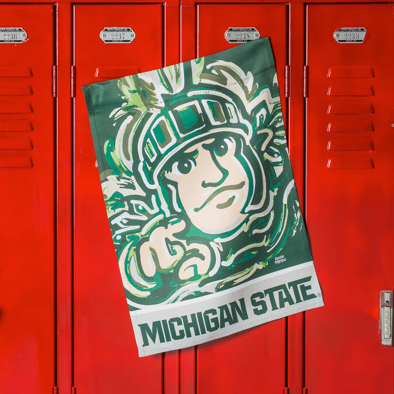 Evergreen Flag,Michigan State University, Suede GDN Justin Patten,12.5x0.1x18 Inches