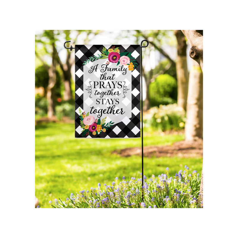 Evergreen Flag,Family That Prays Together Garden Suede Flag,12.5x18x0.02 Inches
