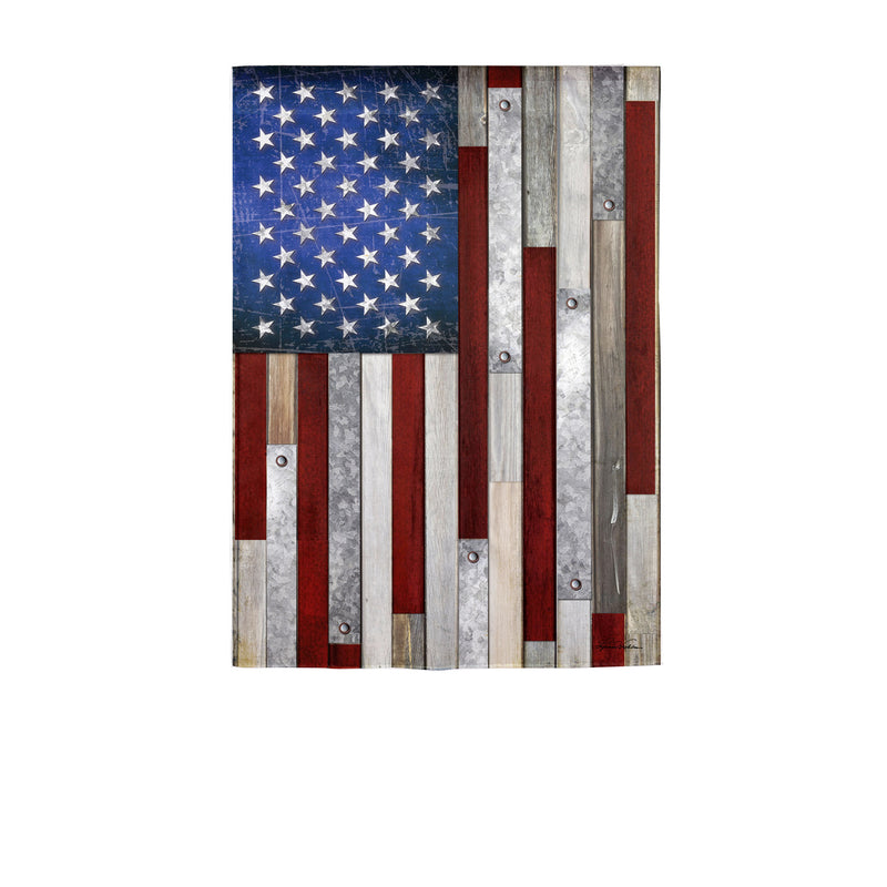 Evergreen Flag,Wood Stripe American Flag Garden Suede Flag,12.5x18x0.02 Inches