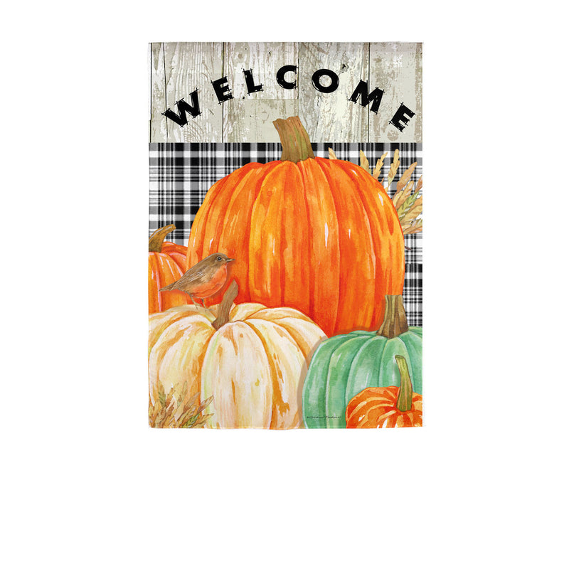 Evergreen Flag,Fresh Pumpkins Garden Suede Flag,18x12.5x0.02 Inches