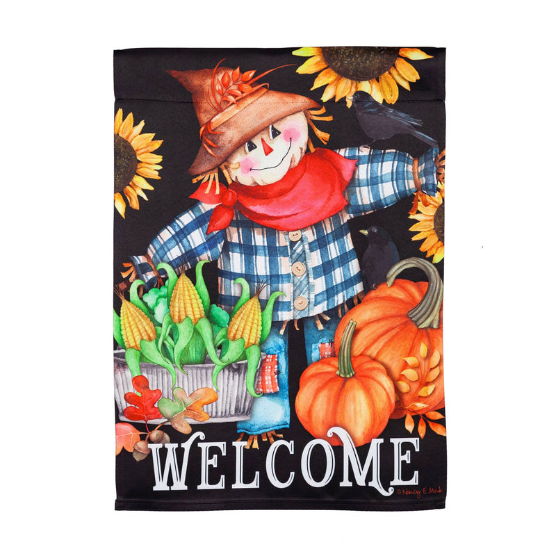 Evergreen Flag,Harvest Scarecrow Garden Suede Flag,12.5x0.02x18 Inches