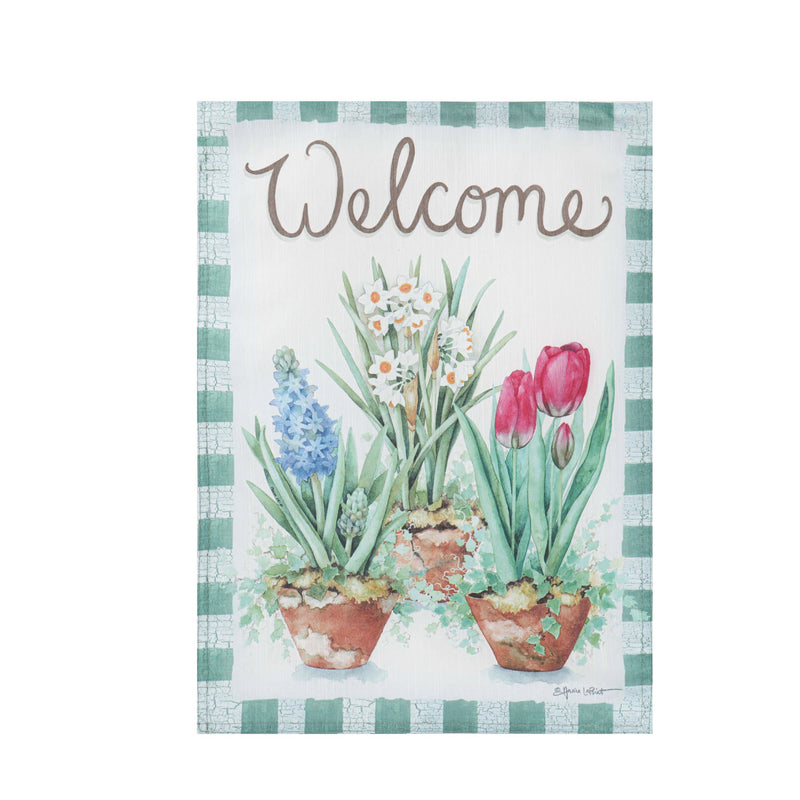 Potted Spring Plants Garden Strie Flag, 18"x12.5"inches