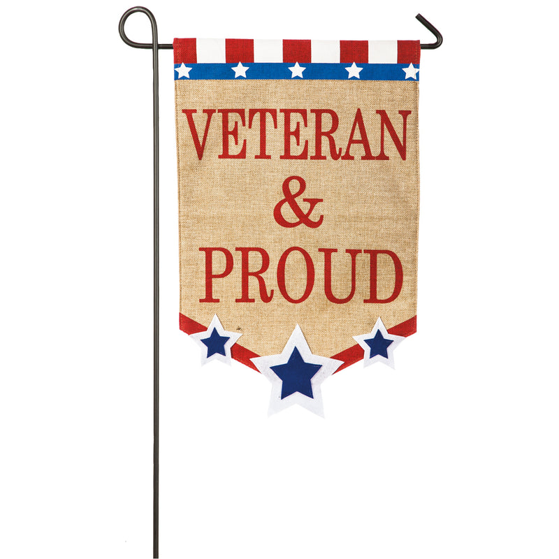 Evergreen Veteran & Proud  Garden Burlap Flag, 18'' x 12.5'' inches