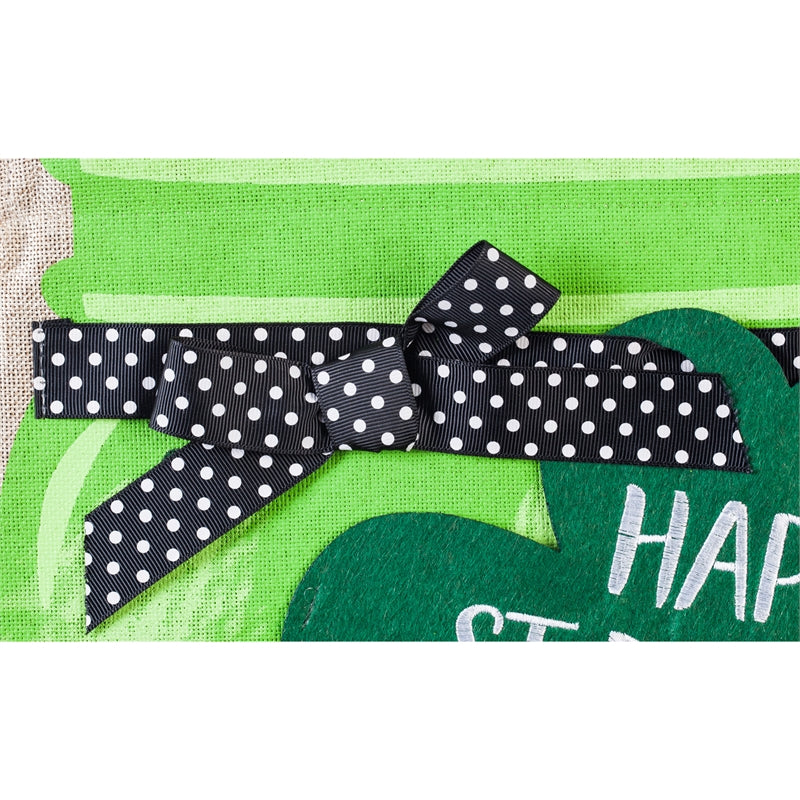 Shamrock Mason Jar Garden Burlap Flag,14b8374