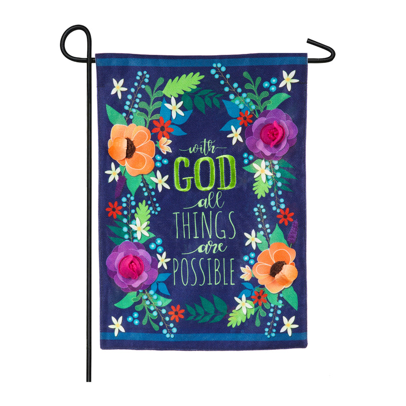 Evergreen All Things Are Possible Garden Burlap Flag, 18'' x 12.5'' inches