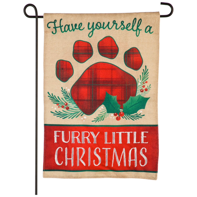 Evergreen Furry Little Christmas Garden Burlap Flag, 18'' x 12.5'' inches