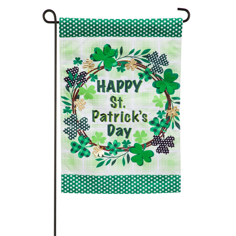 Shamrock Wreath Garden Burlap Flag,14b9534